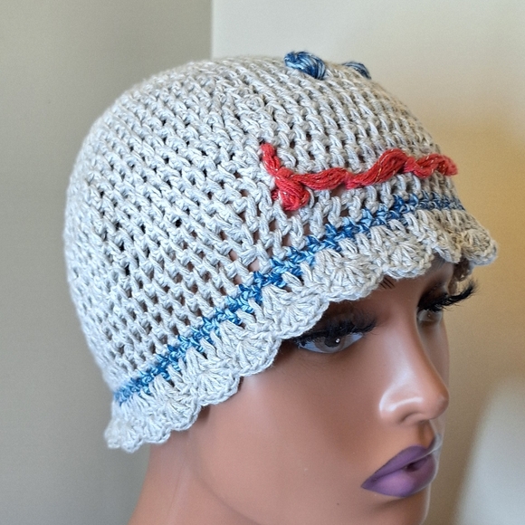 RSS Crochet Handmade Cotton Smiley  Hat Beanie - Picture 1 of 8